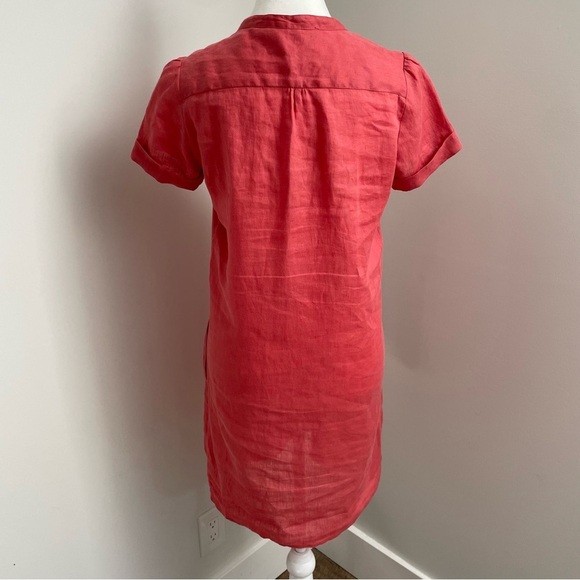 Gerard Darel 100% Linen Pink Ruffle Detail Shirt Dress - Picture 3 of 7